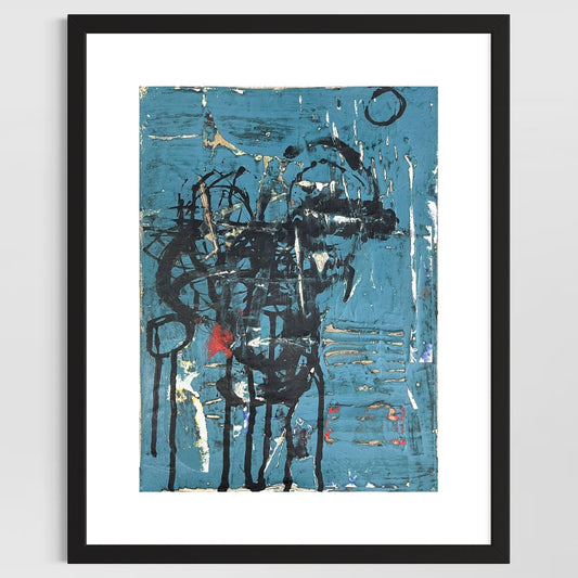 Original Grunge Minimalist Modern Art Collage Painting 8.5x11 "Epuration" Signed