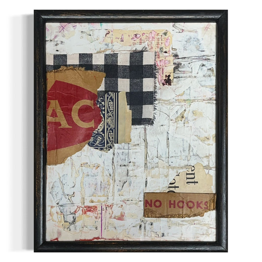 Original Framed Mixed Media Modern Art Collage Painting 12x15 "No Hooks"