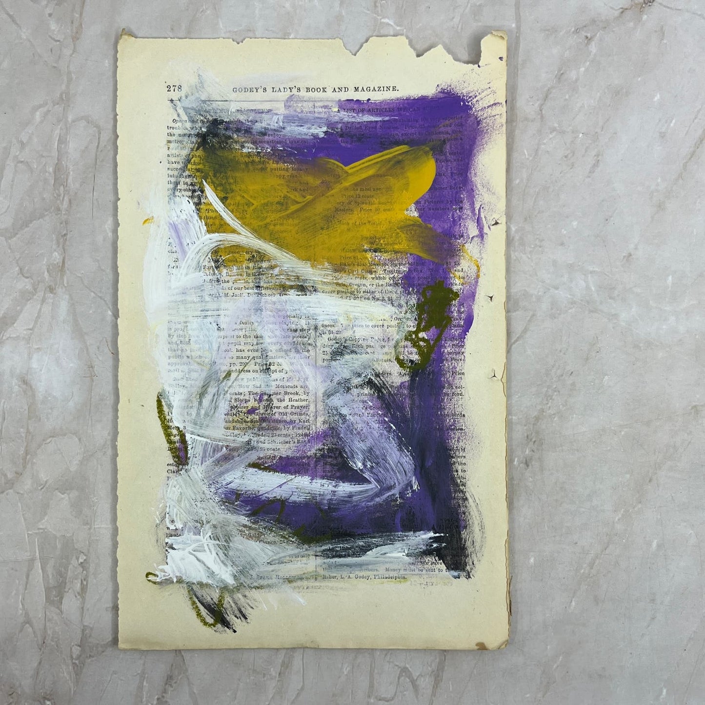 Original Mixed Media Abstract Art Painting 6x9.75” on 1861 Paper Signed #21