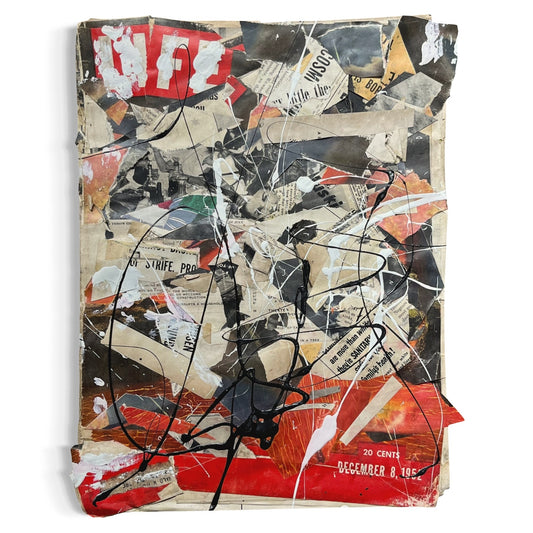 Original Mixed Media Abstract Art Collage 11x14 "1952 Dec 8 Life Magazine"