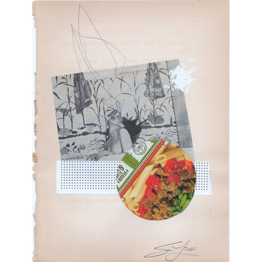 Original Mixed Media Modern Art Collage "Zetetic" 5.75x7.5" Signed