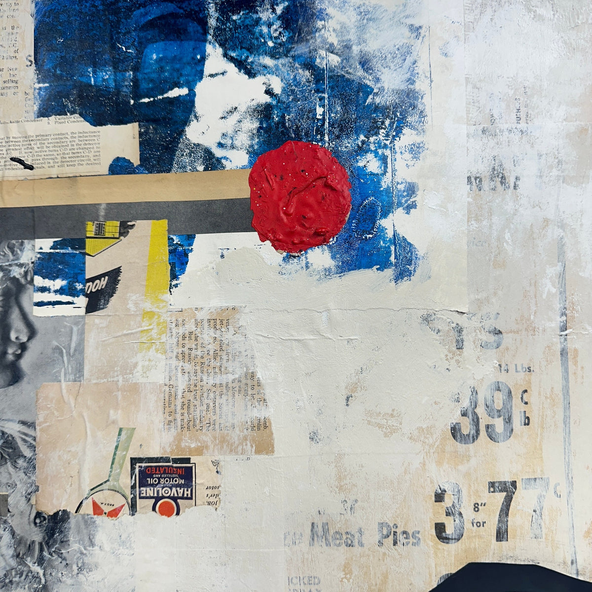 Original Mixed Media Modern Art Collage Painting 18x24 "Callant" Signed