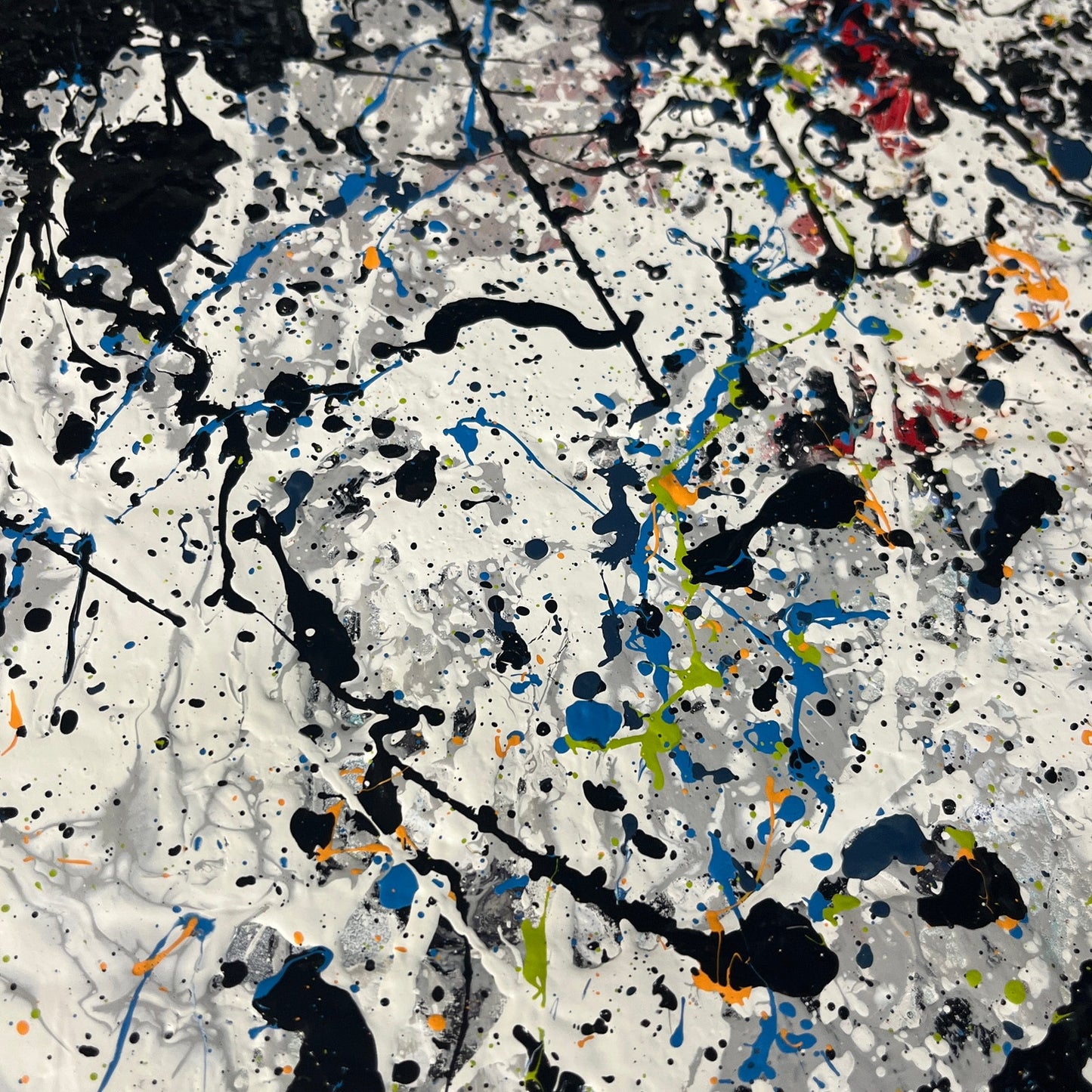 Original Huge Abstract Art Painting 48x48" 4ft On Faux Brick “Acid Rhythm”