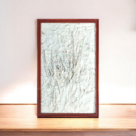 Original Framed Minimalist Abstract Art Painting Collage 6x10 "Vasculature #1"
