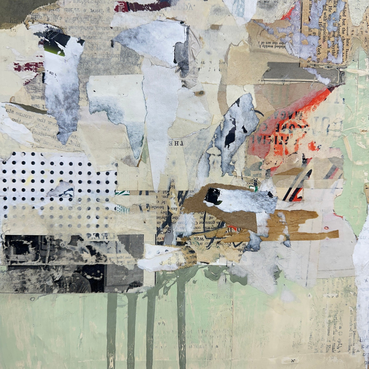 Original Mixed Media Modern Art Collage Painting 18x24 "Nimonic" Signed
