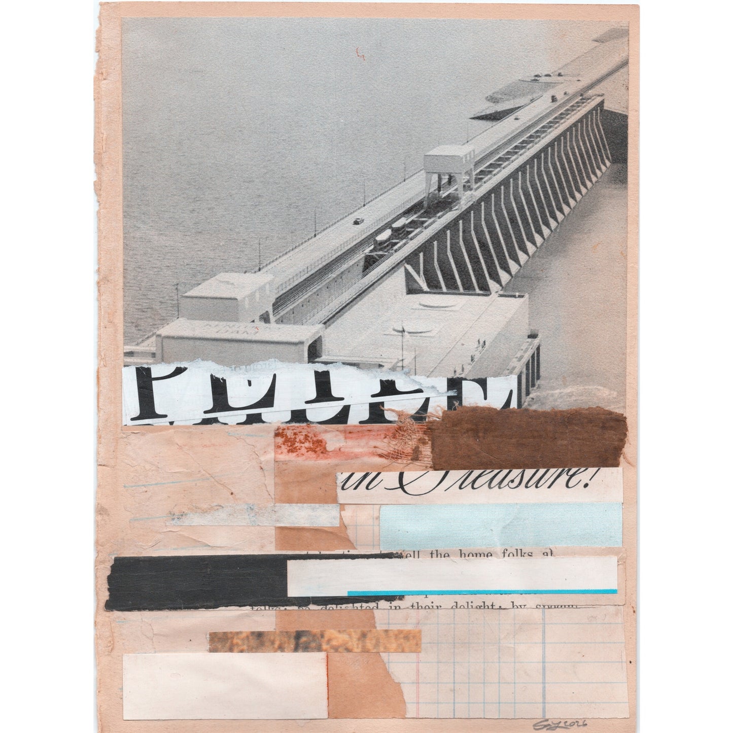 Original Mixed Media Modern Art Collage "Thegosis" 5.75x7.5" Signed
