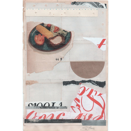 Original Mixed Media Modern Art Collage "Khor" 5.75x9" Signed