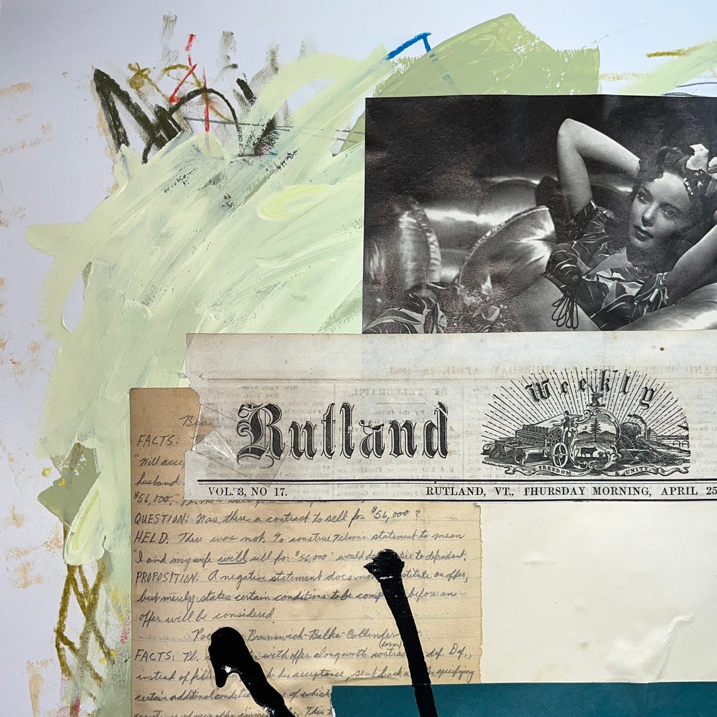 Original Mixed Media Abstract Modern Art Painting 18x24 "Mascaron" Signed