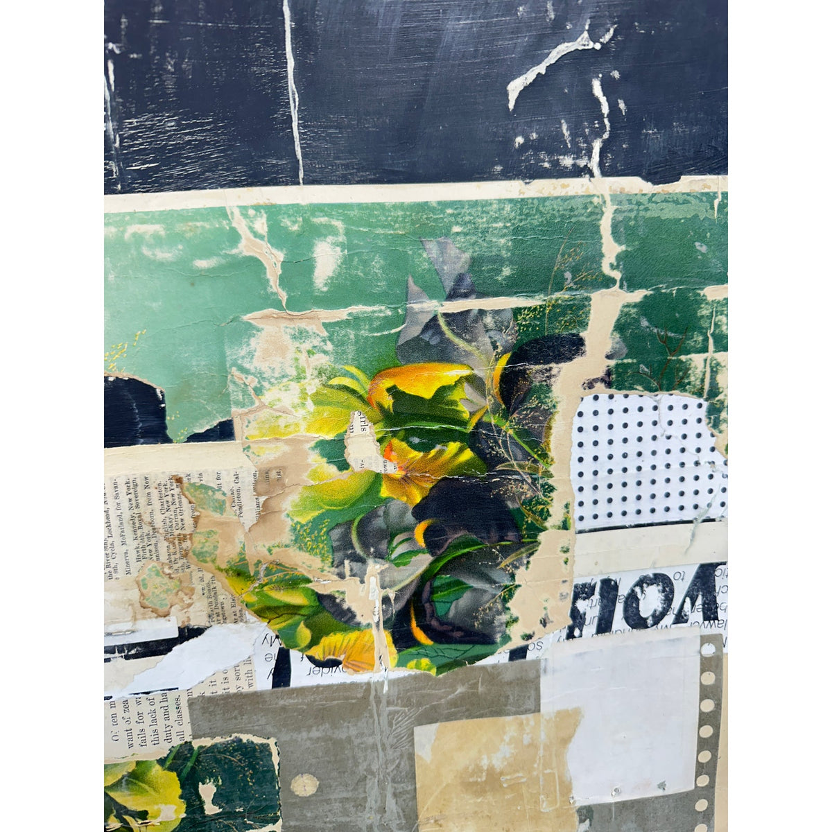 Original Mixed Media Modern Art Collage Painting 18x24 "Cimier" Signed