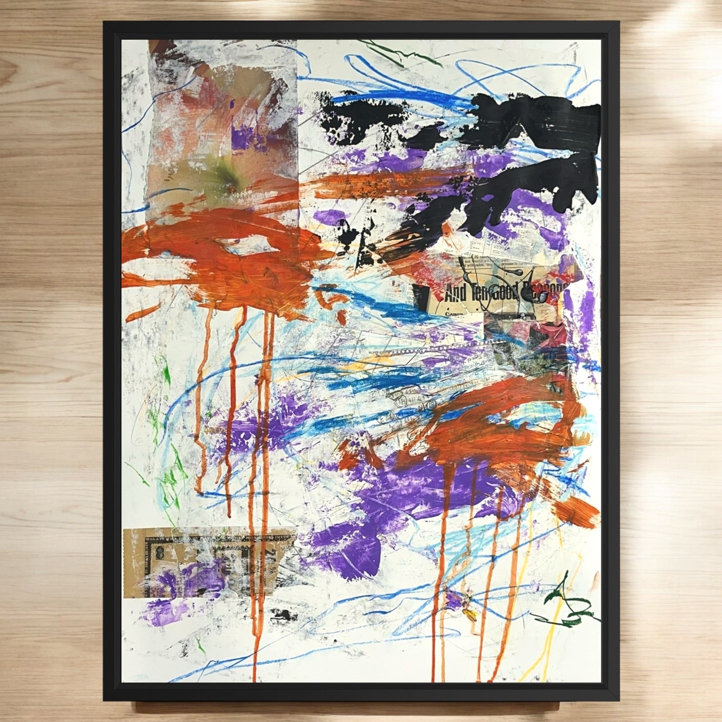 Original Mixed Media Abstract Modern Art Painting 18x24 "Achromatopsia" Signed