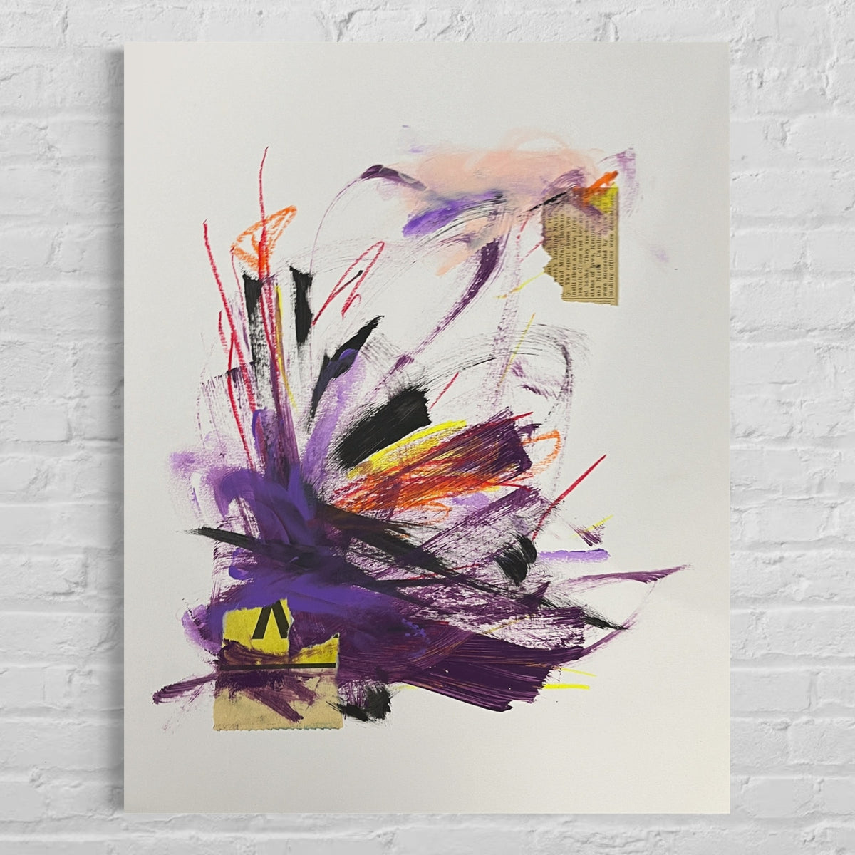 Original Mixed Media Abstract Art Painting 11x14 “Construct" Purple & Red