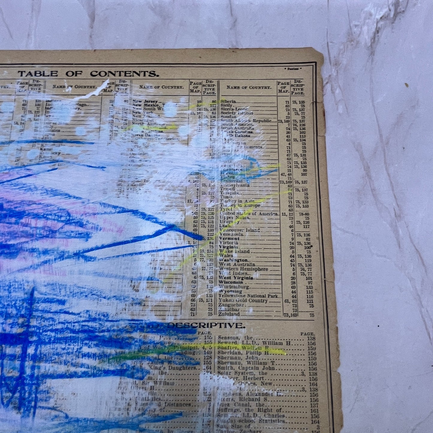 Original Mixed Media Abstract Art Painting "Sacred Pasture" On 1800s Atlas Page