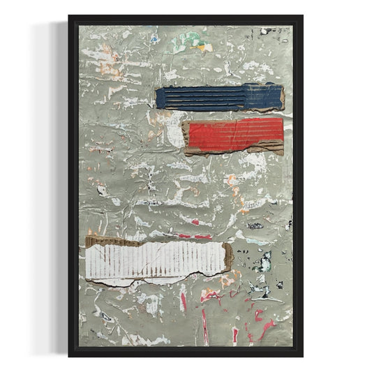 Original Framed Mixed Media Modern Art Collage Painting 12x18 "Jockey"