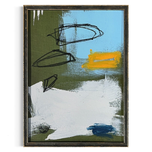 Original Framed Mixed Media Abstract Art Painting 10x13 "Connection"