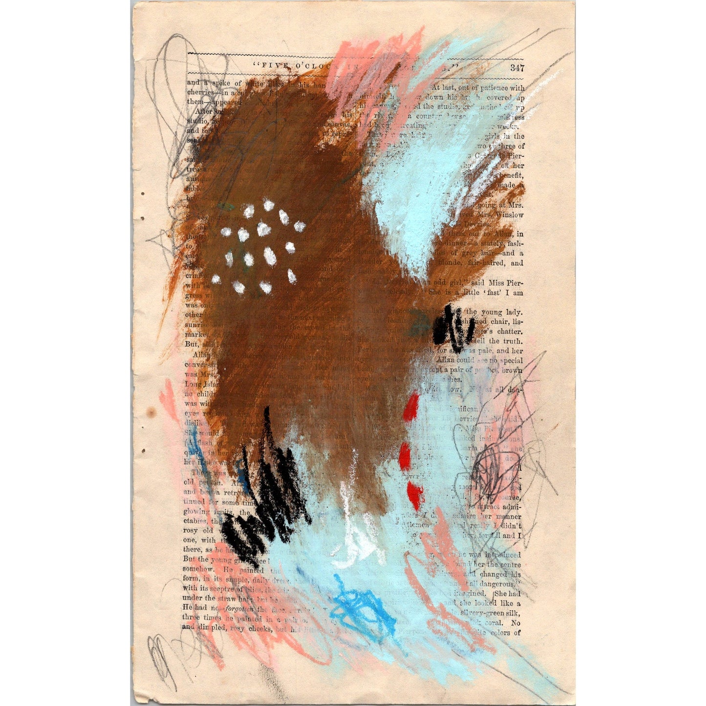 Original Abstract Modern Art Painting on Paper from 1878 Magazine #9 Signed