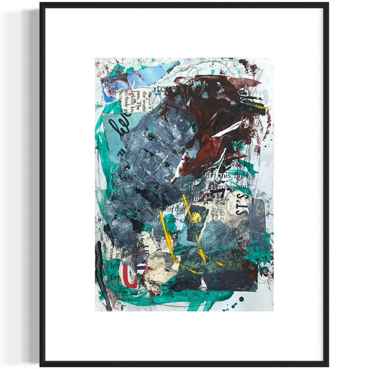 Original Abstract Modern Art Bird Painting "Green Heron" Signed