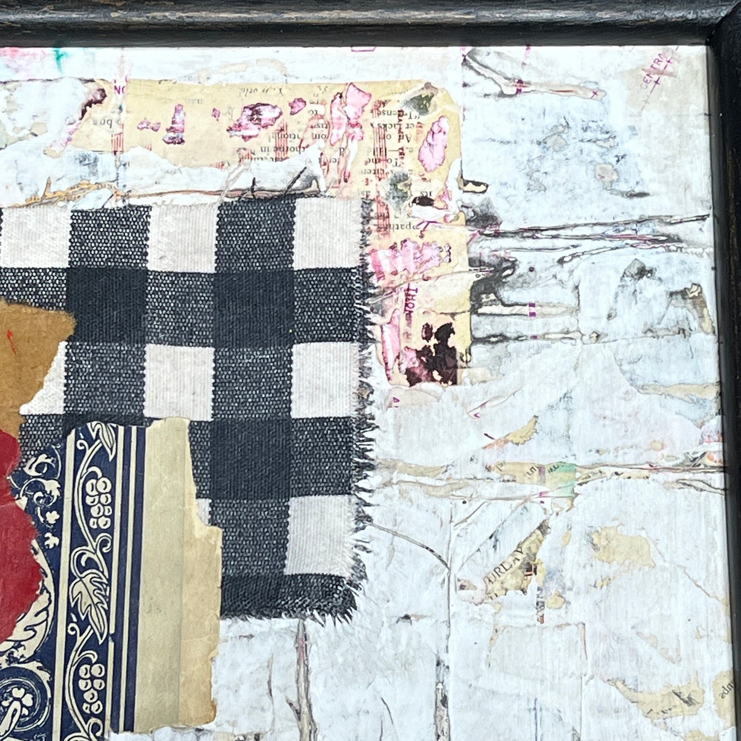 Original Framed Mixed Media Modern Art Collage Painting 12x15 "No Hooks"