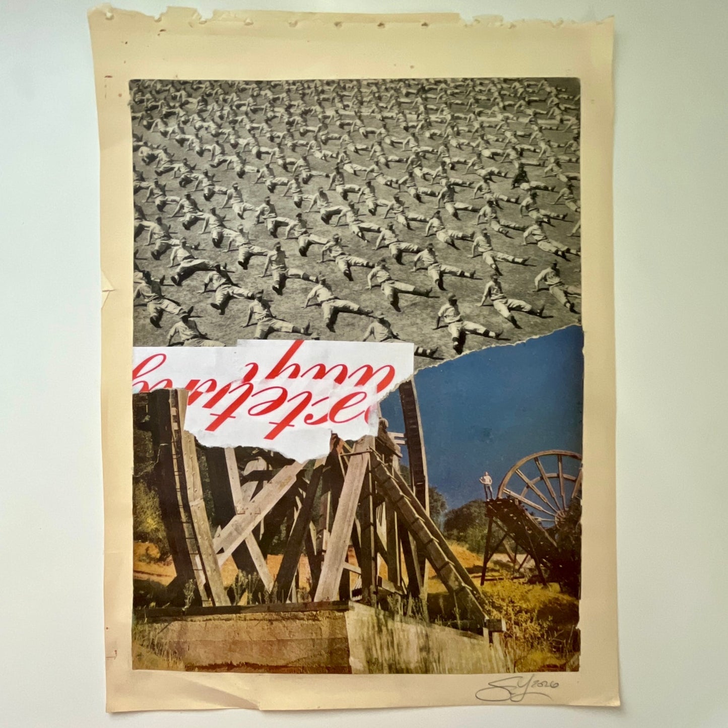 Original Mixed Media Modern Art Collage "Enallage" 11.75x16" Signed