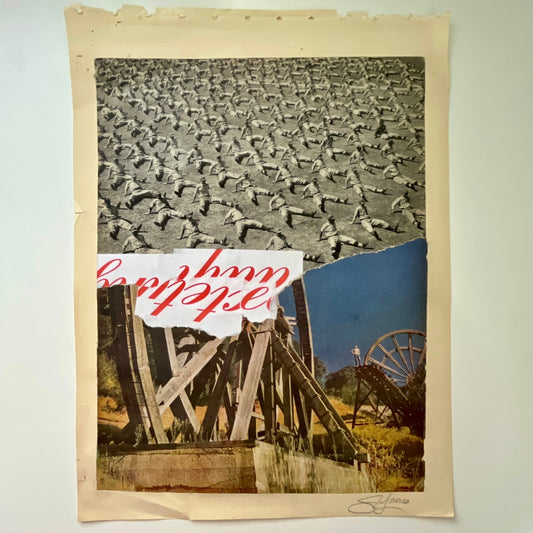 Original Mixed Media Modern Art Collage "Enallage" 11.75x16" Signed