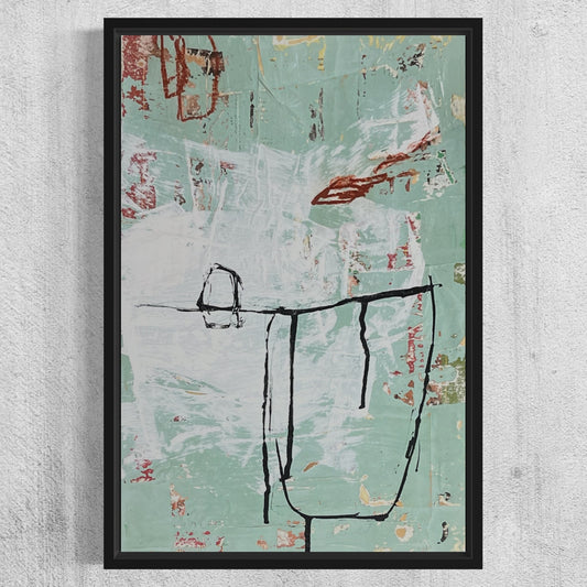 Original Framed Mixed Media Modern Art Collage Painting 12x18 "Lantern"