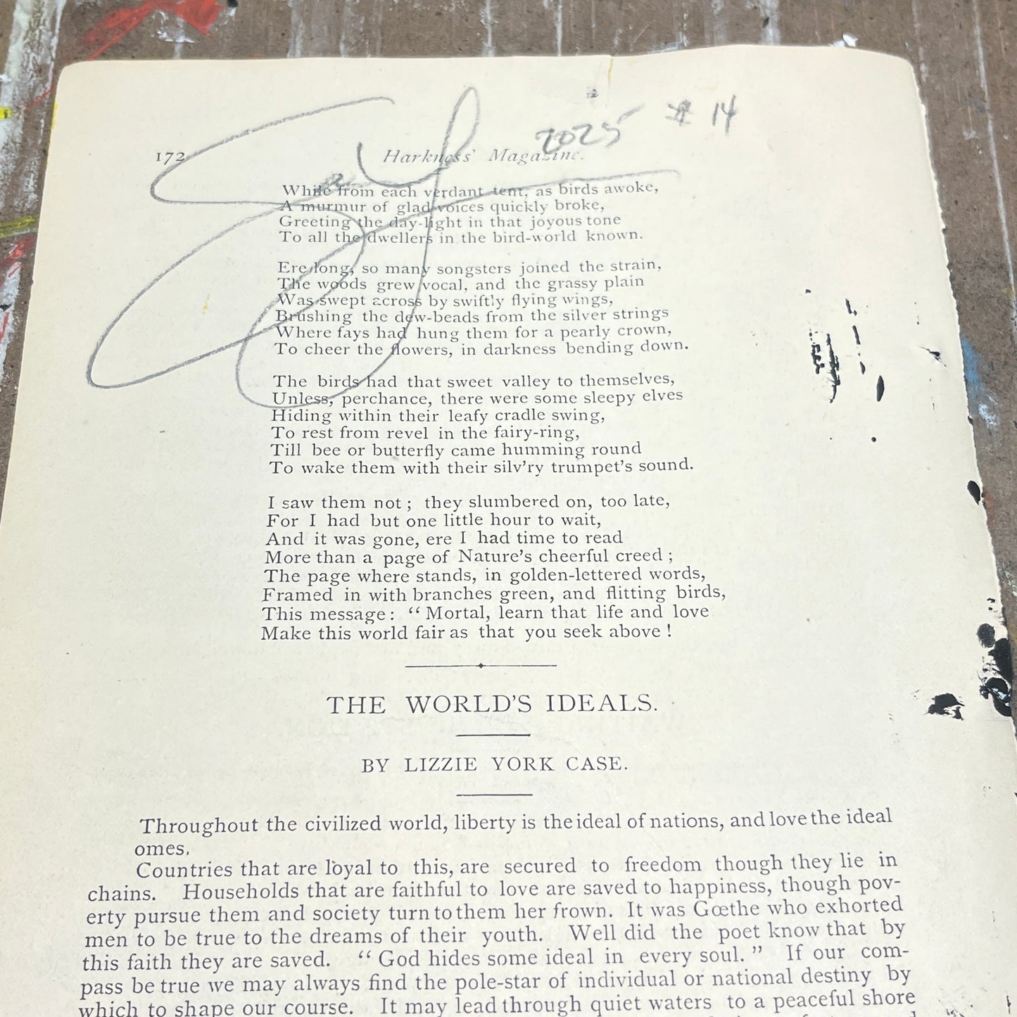 Original Abstract Modern Art Painting on Paper from 1875 Magazine #14 Signed