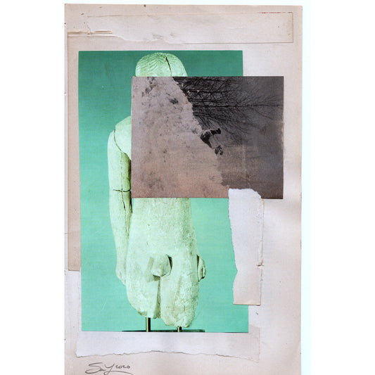Original Mixed Media Modern Art Collage "Vitiate" 5.75x9" Signed