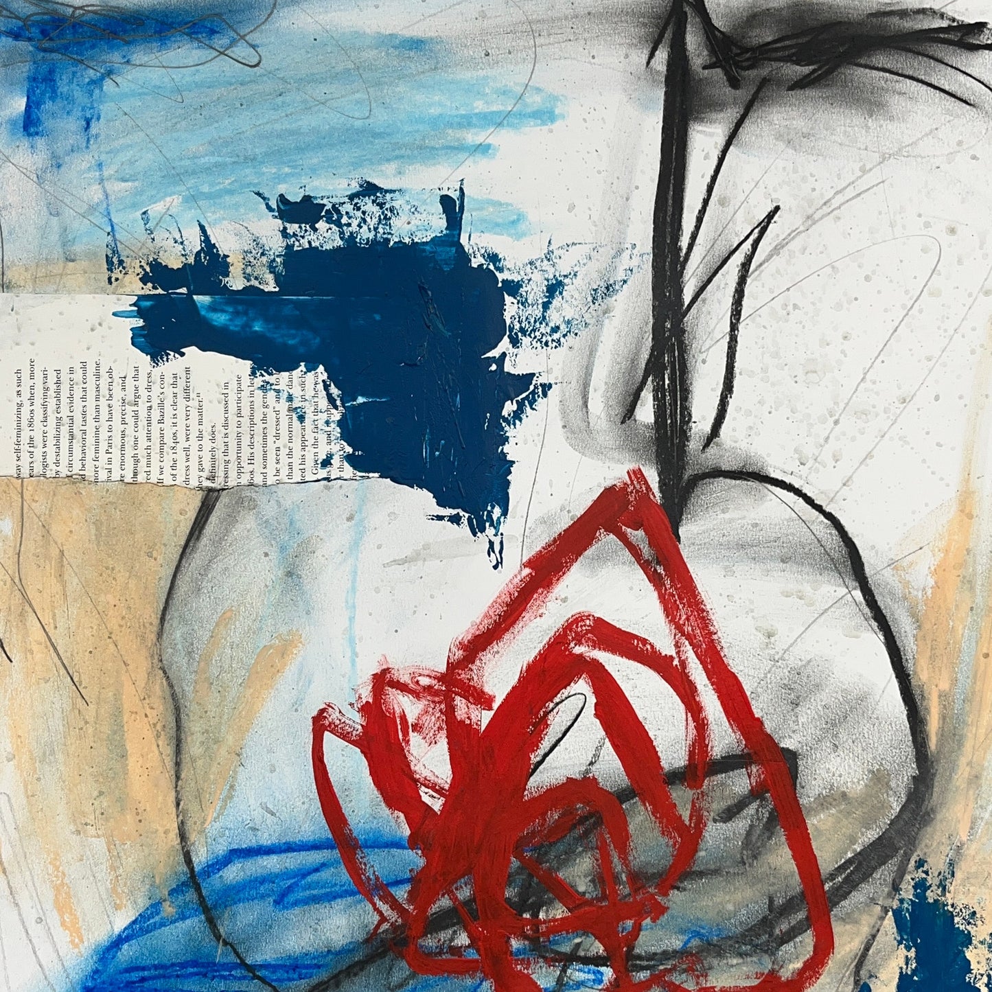 Original Mixed Media Abstract Modern Art Painting 18x24 "Xoanon" Signed