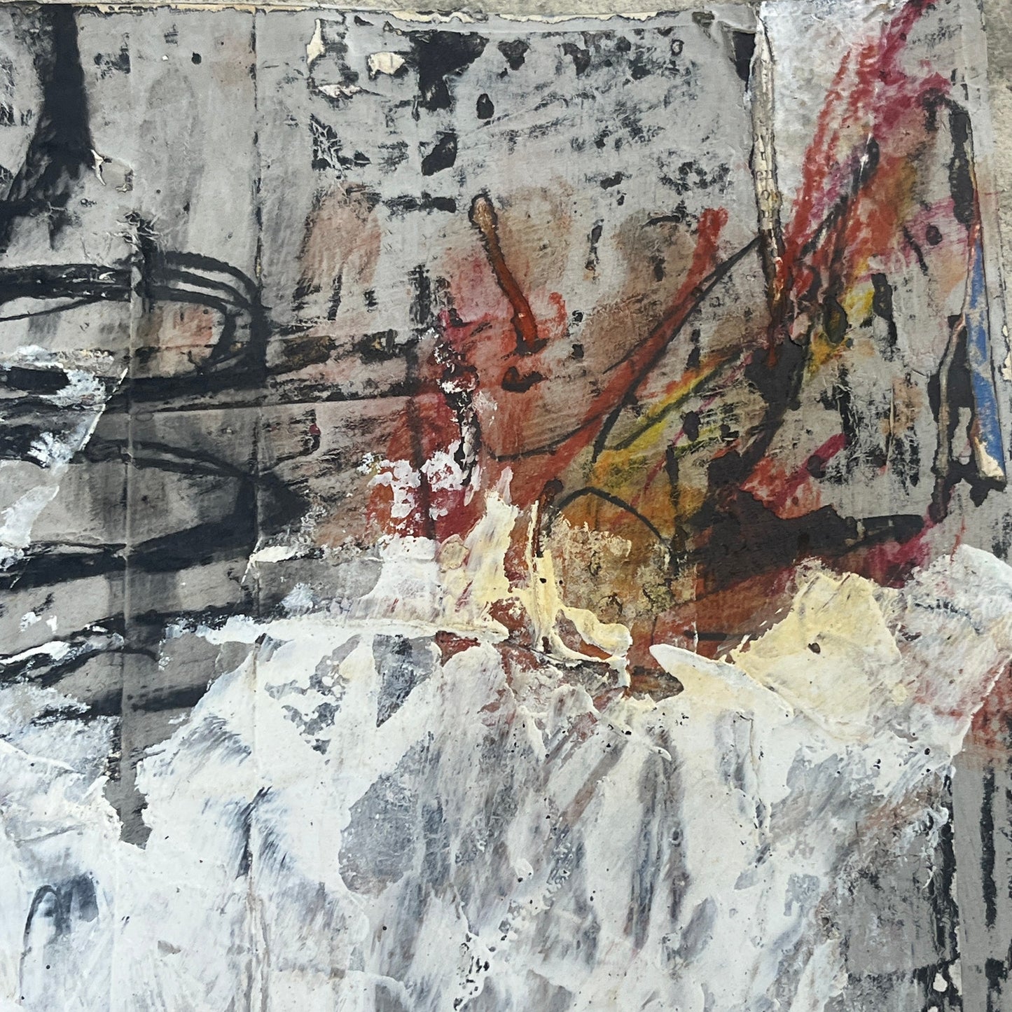 Original Grunge Minimalist Modern Art Collage Painting 8.5x11 "Eustacy" Signed