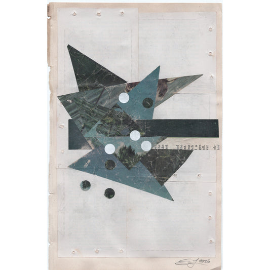Original Mixed Media Modern Art Collage "Valuta" 5.75x9" Signed