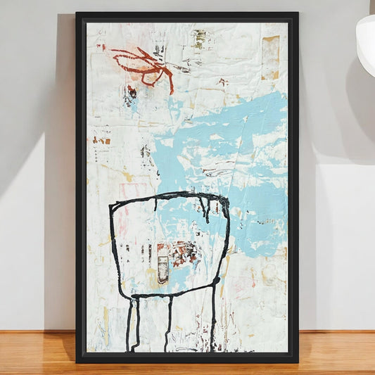 Original Framed Mixed Media Modern Art Collage Painting 12x18 "Observer"