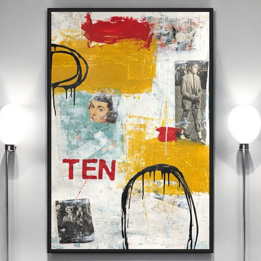 Original Mixed Media Abstract Modern Art Painting 24x36 "Ten" Signed