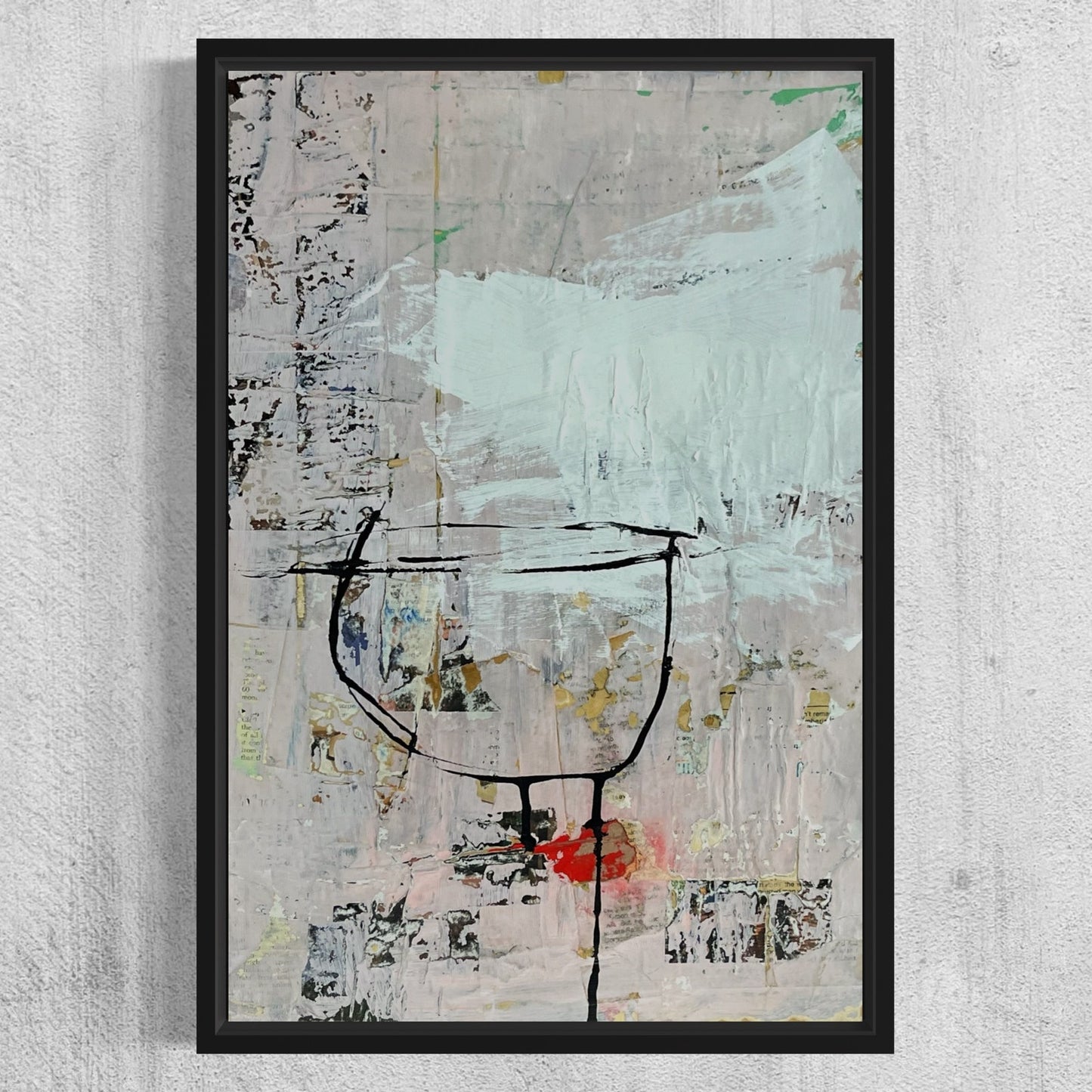 Original Framed Mixed Media Modern Art Collage Painting 12x18 "Objective"
