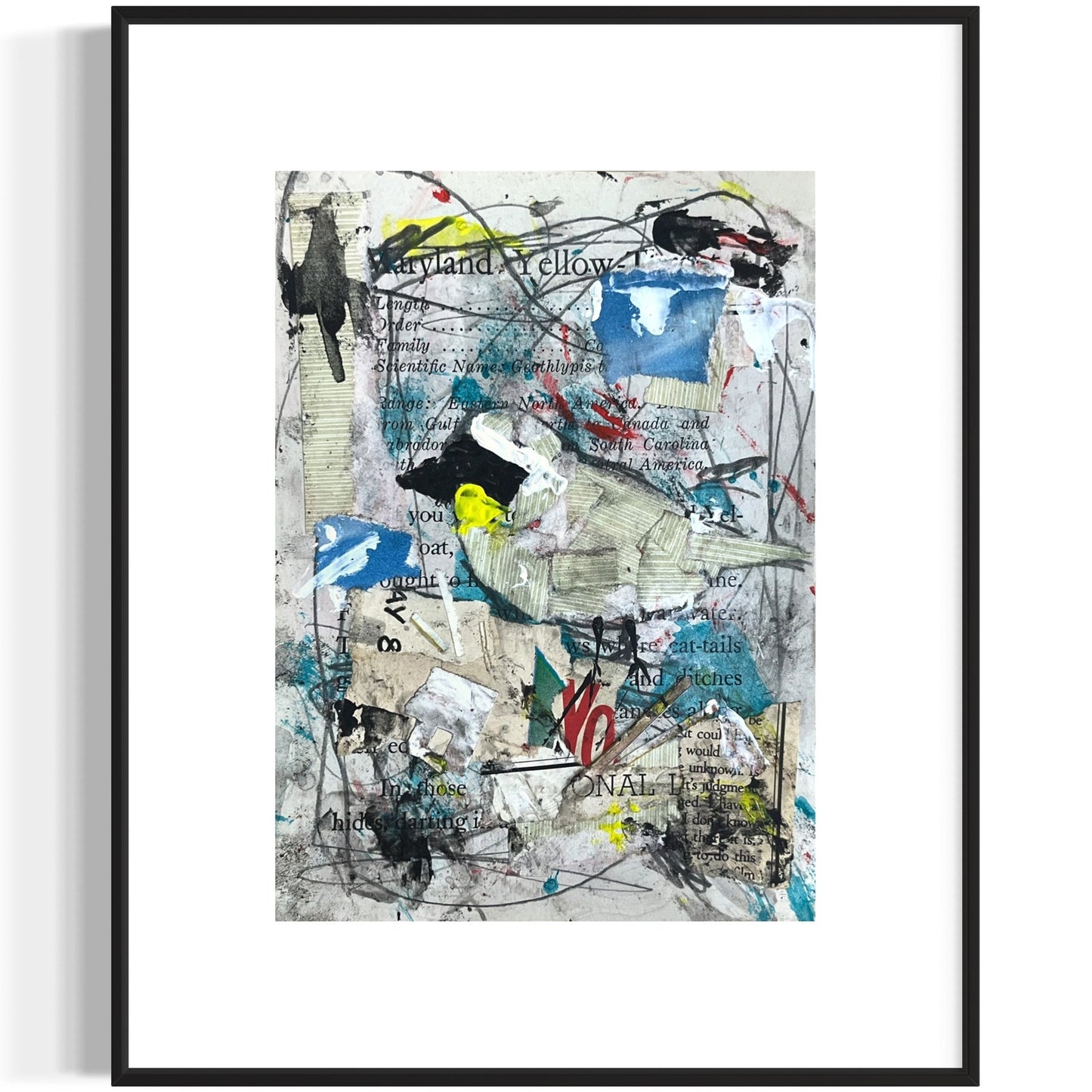 Original Abstract Modern Art Bird Painting "Maryland Yellow-Throat" Signed