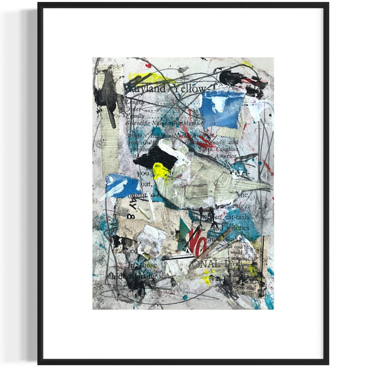 Original Abstract Modern Art Bird Painting "Maryland Yellow-Throat" Signed