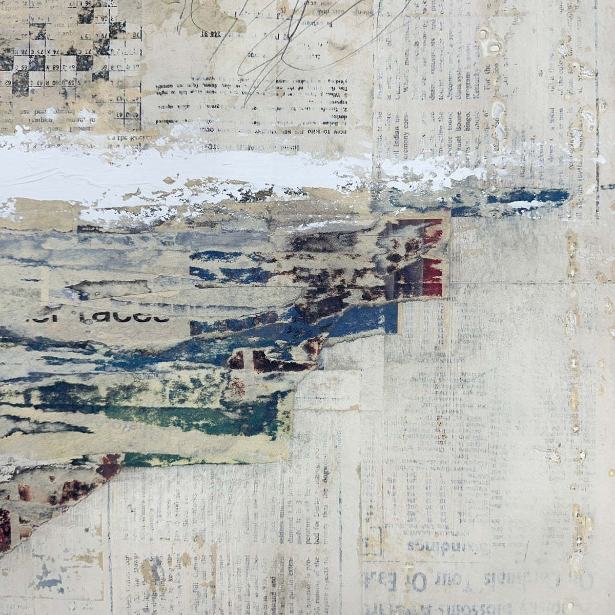 Original Mixed Media Modern Art Collage Painting 18x24 "Lucre" Signed