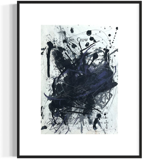 Original Abstract Modern Art Bird Painting "The Crow" Signed