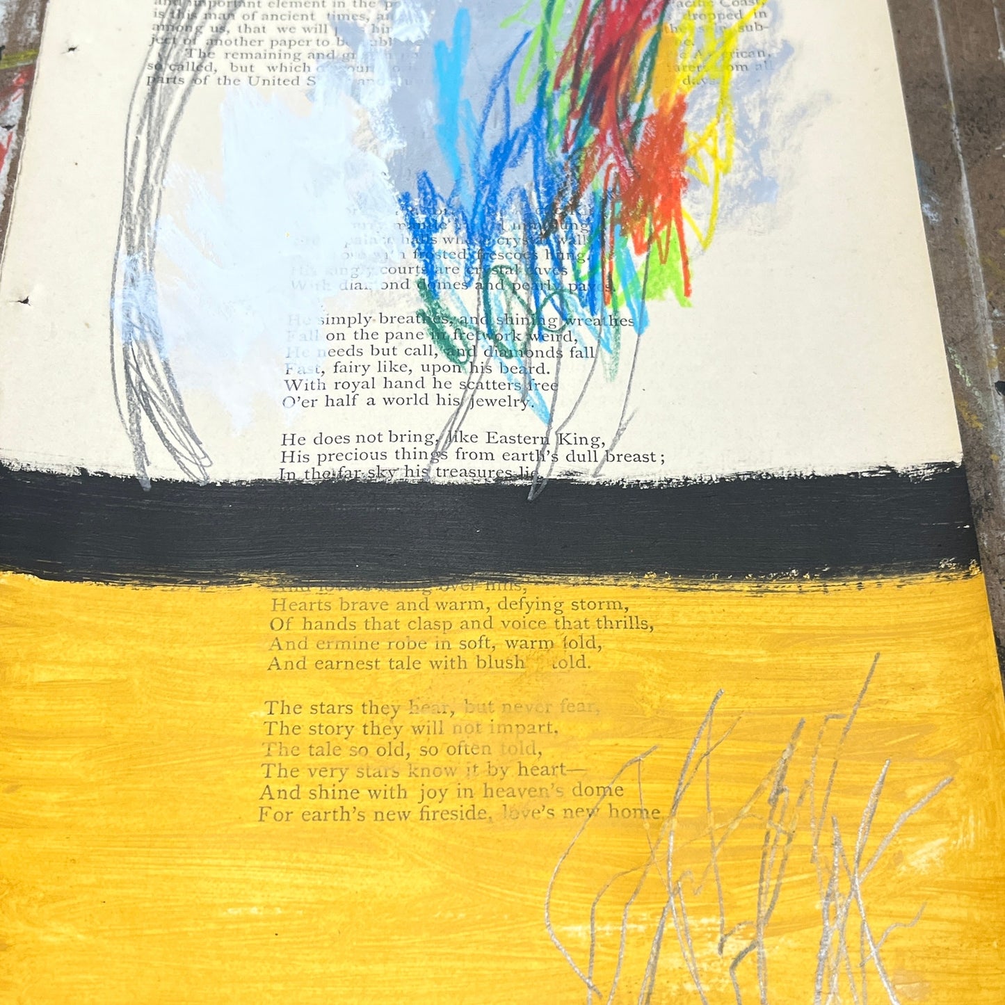 Original Abstract Modern Art Painting on Paper from 1875 Magazine #9 Signed