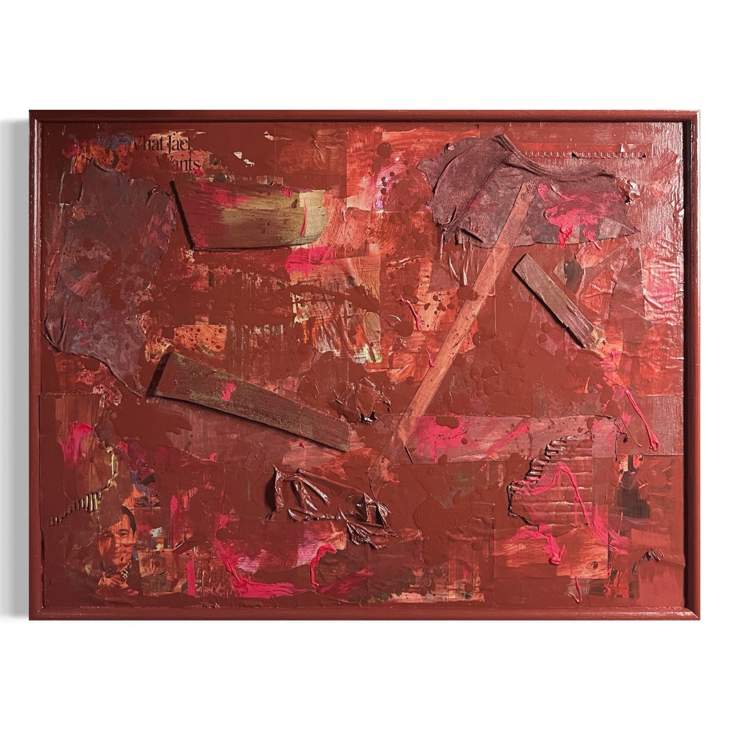 Original Framed Mixed Media Abstract Art Collage Assemblage 27x36 "Biography"