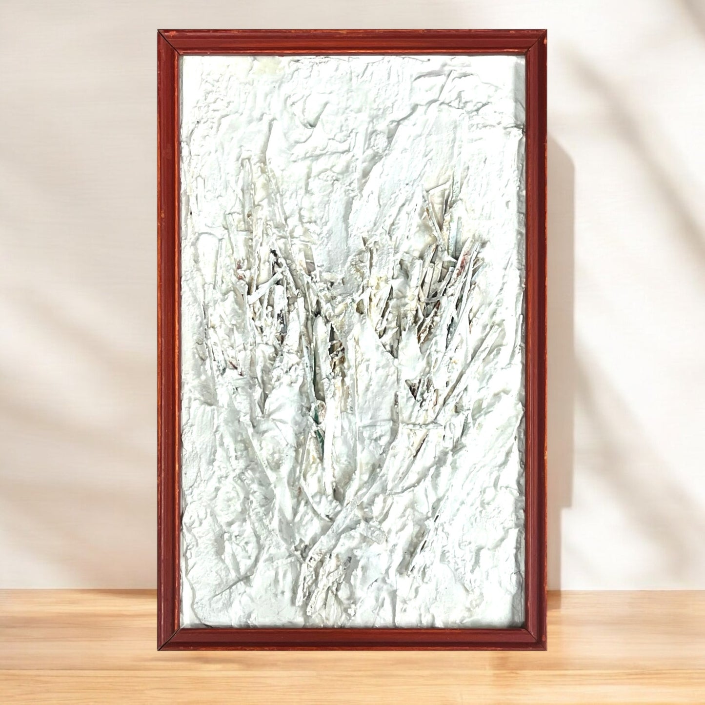 Original Framed Minimalist Abstract Art Painting Collage 6x10 "Vasculature #2"