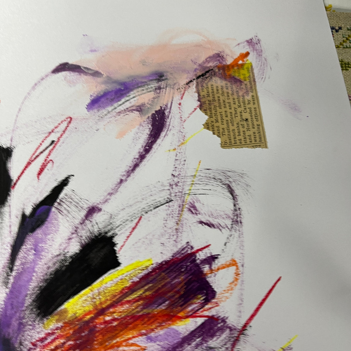 Original Mixed Media Abstract Art Painting 11x14 “Construct" Purple & Red