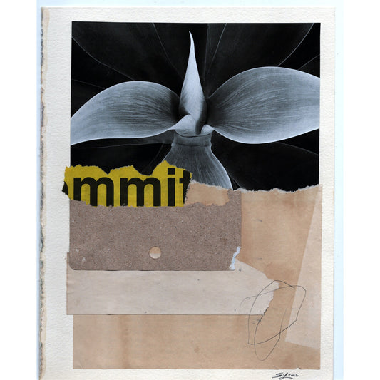 Original Mixed Media Modern Art Collage "Averruncate" 7.75x9.75" Signed