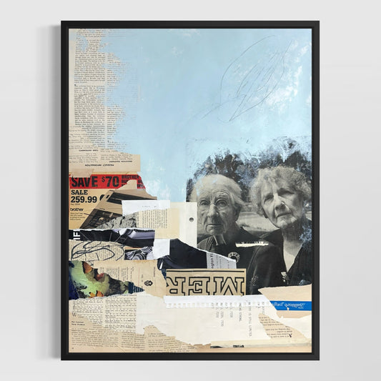 Original Mixed Media Modern Art Collage Painting 18x24 "Gowk" Signed
