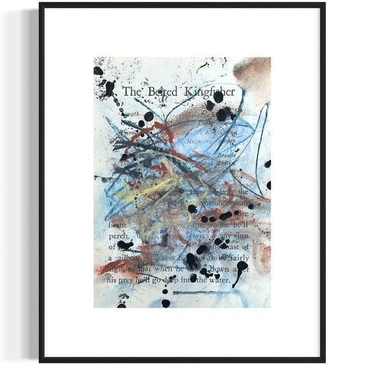 Original Abstract Modern Art Bird Painting "The Belted Kingfisher" Signed