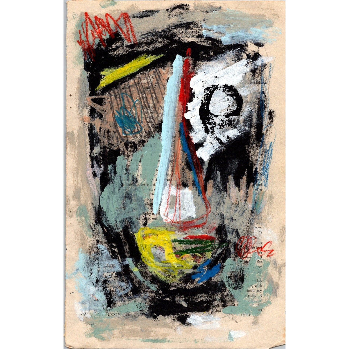 Original Abstract Modern Art Painting on Paper from 1878 Magazine #20 Signed