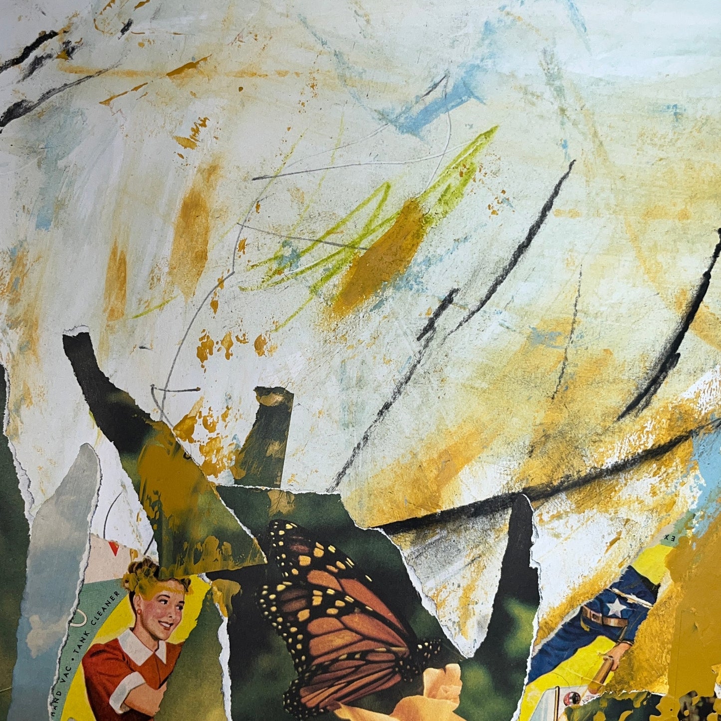 Original Mixed Media Abstract Modern Art Painting 18x24 "Arrow Head" Signed