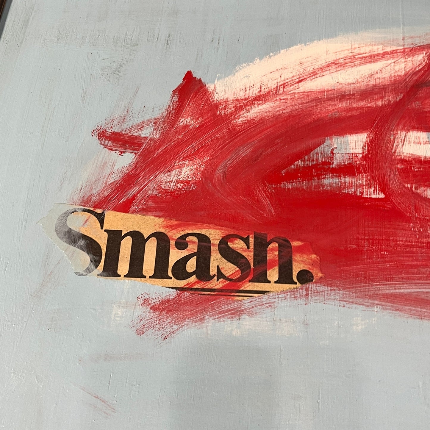 Original Massive Framed Mixed Media Collage Abstract Art Painting 31x24 "Smash"