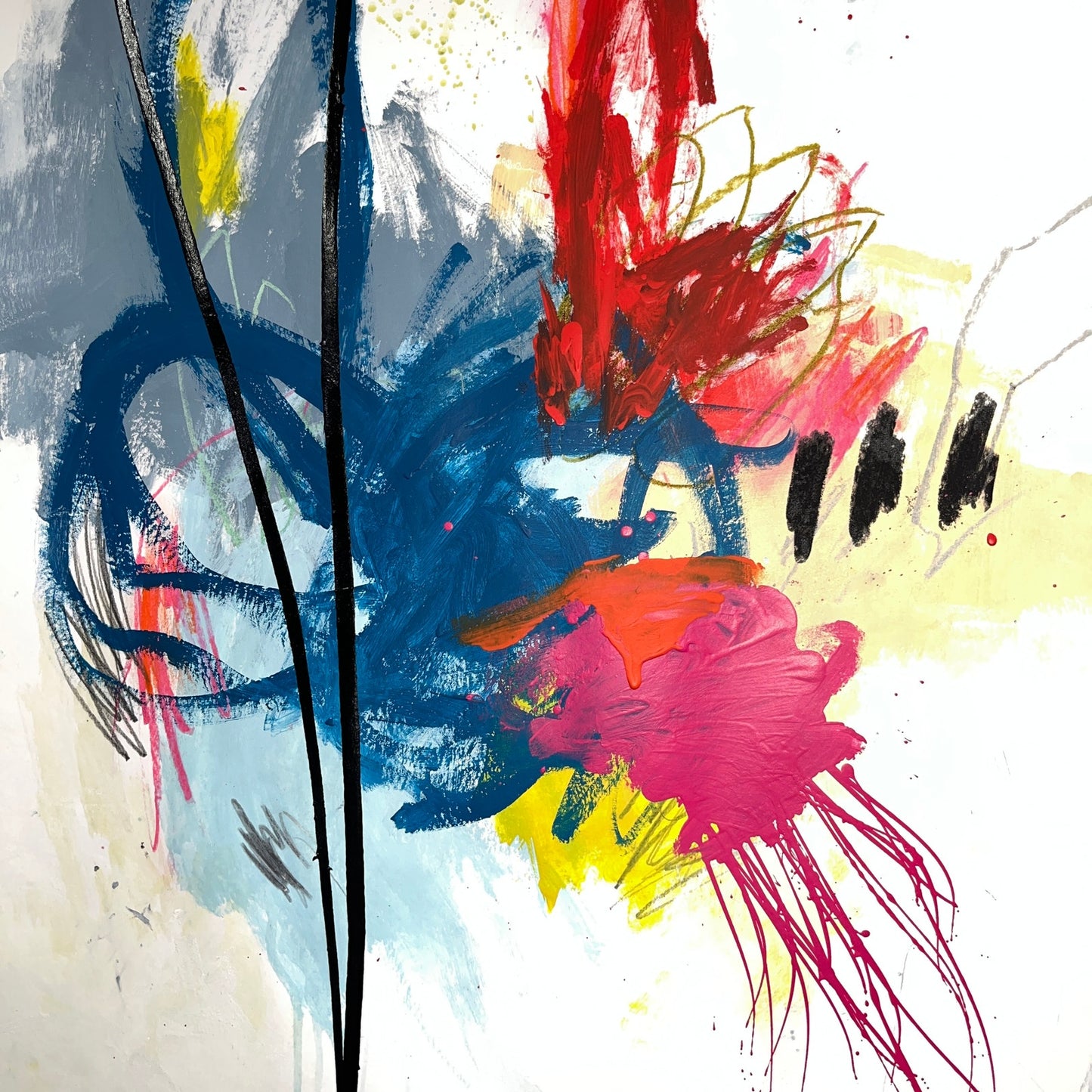 Original Mixed Media Abstract Modern Art Painting 18x24 "Pomoerium" Signed