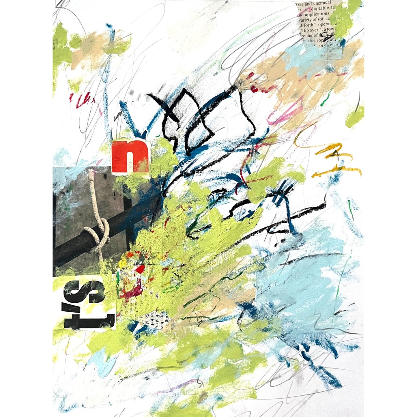 Original Abstract Modern Art Painting on Paper "Lumbriciform" #8 Signed