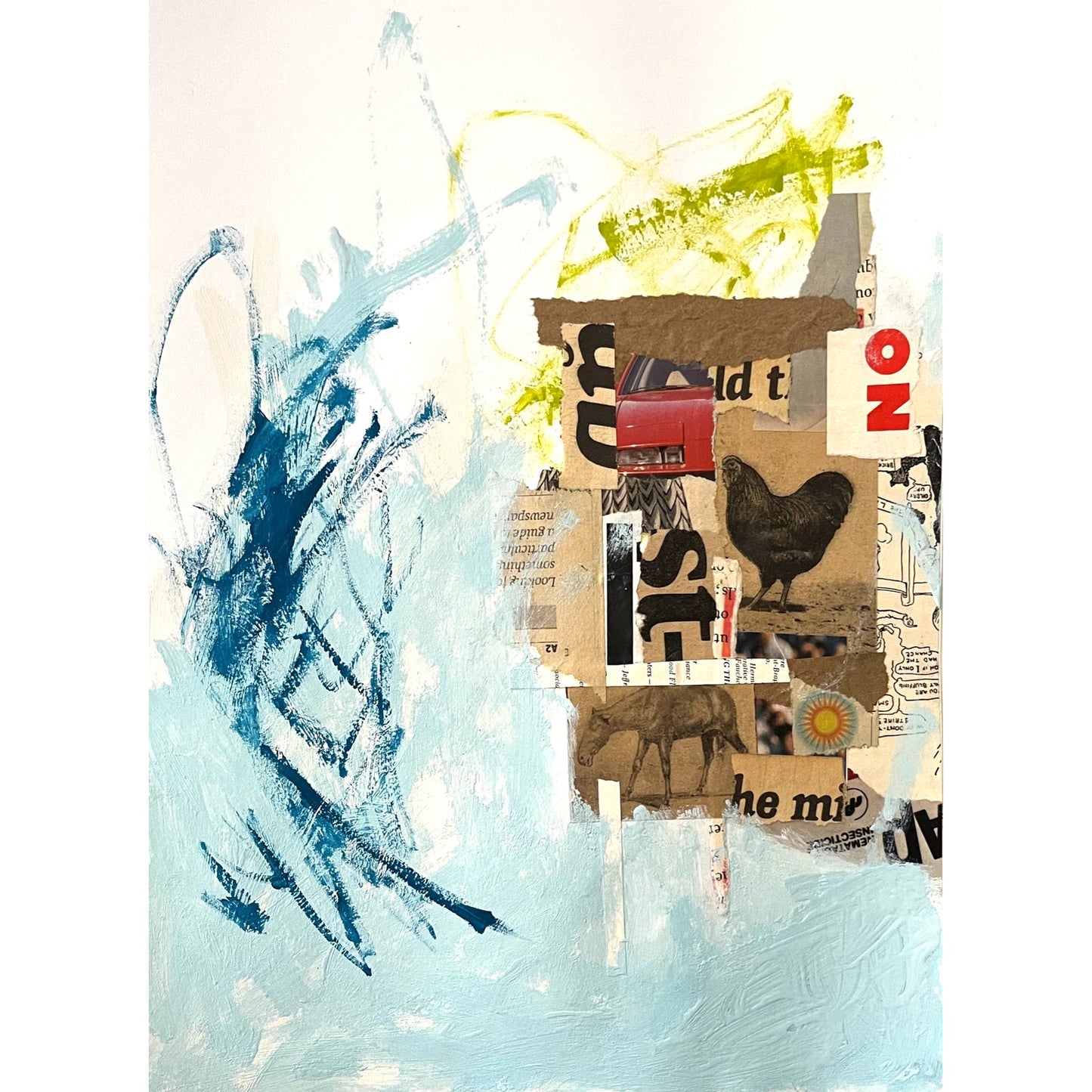 Original Abstract Modern Art Painting on Paper "Decession" #23 Signed