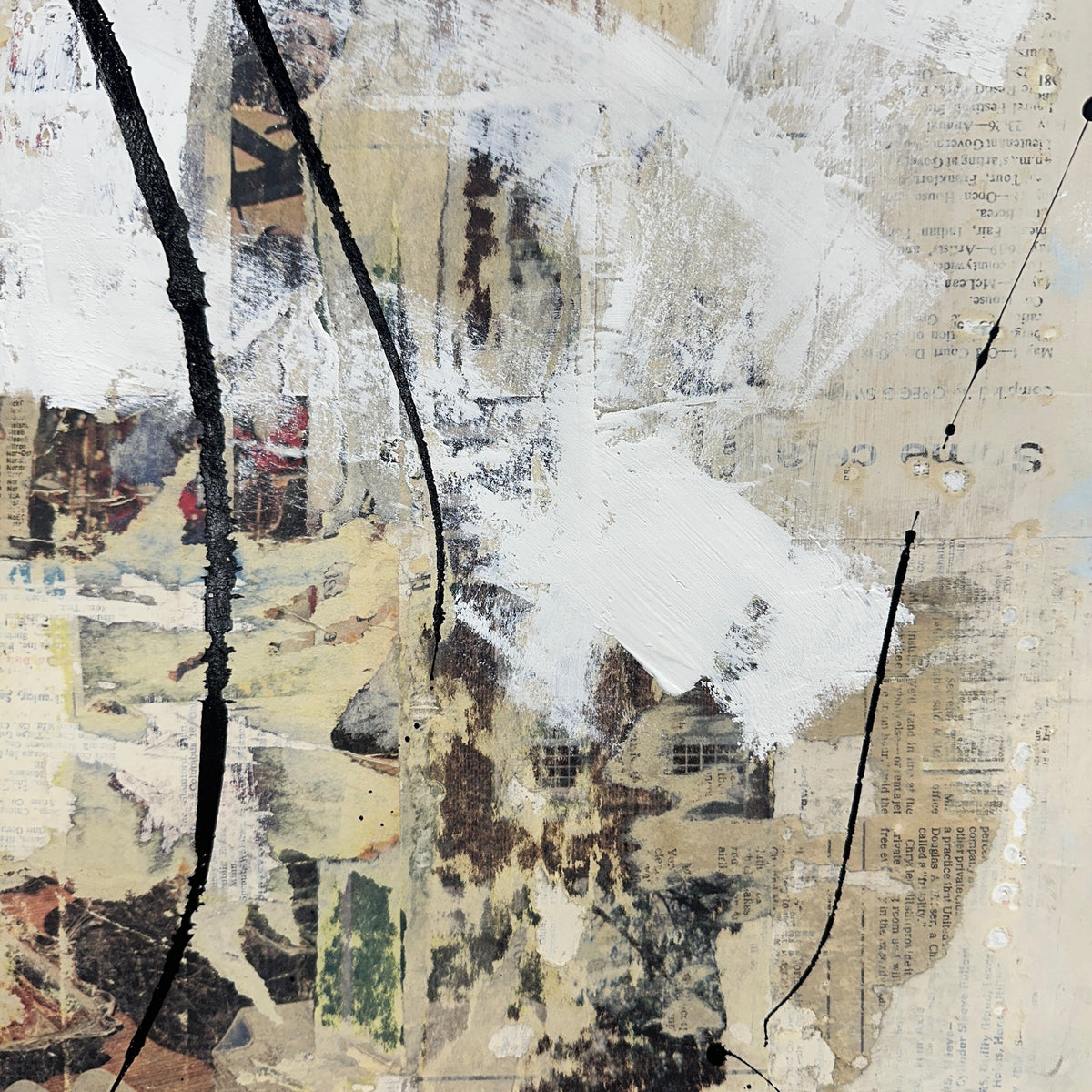 Original Mixed Media Modern Art Collage Painting 18x24 "Atactic" Signed